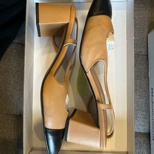 Elegant Tan and Black Women's Heels